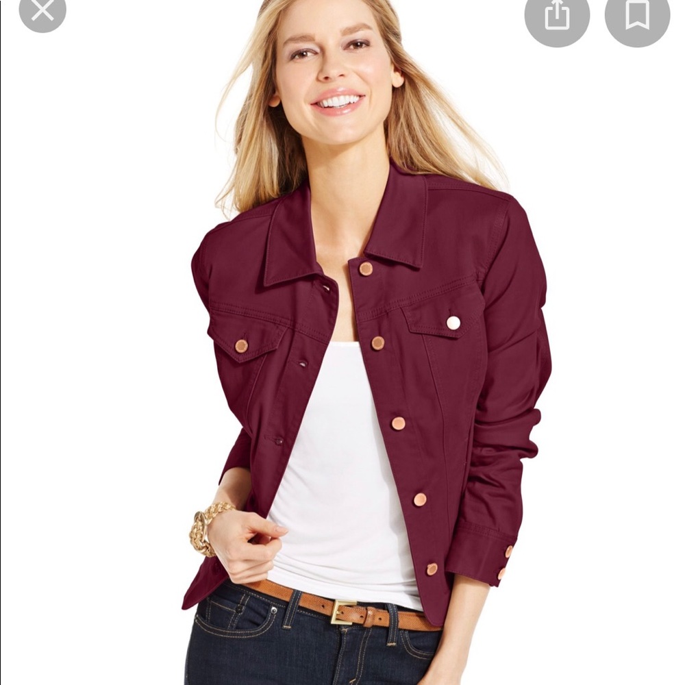 Charter Club Denim Jacket Maroon